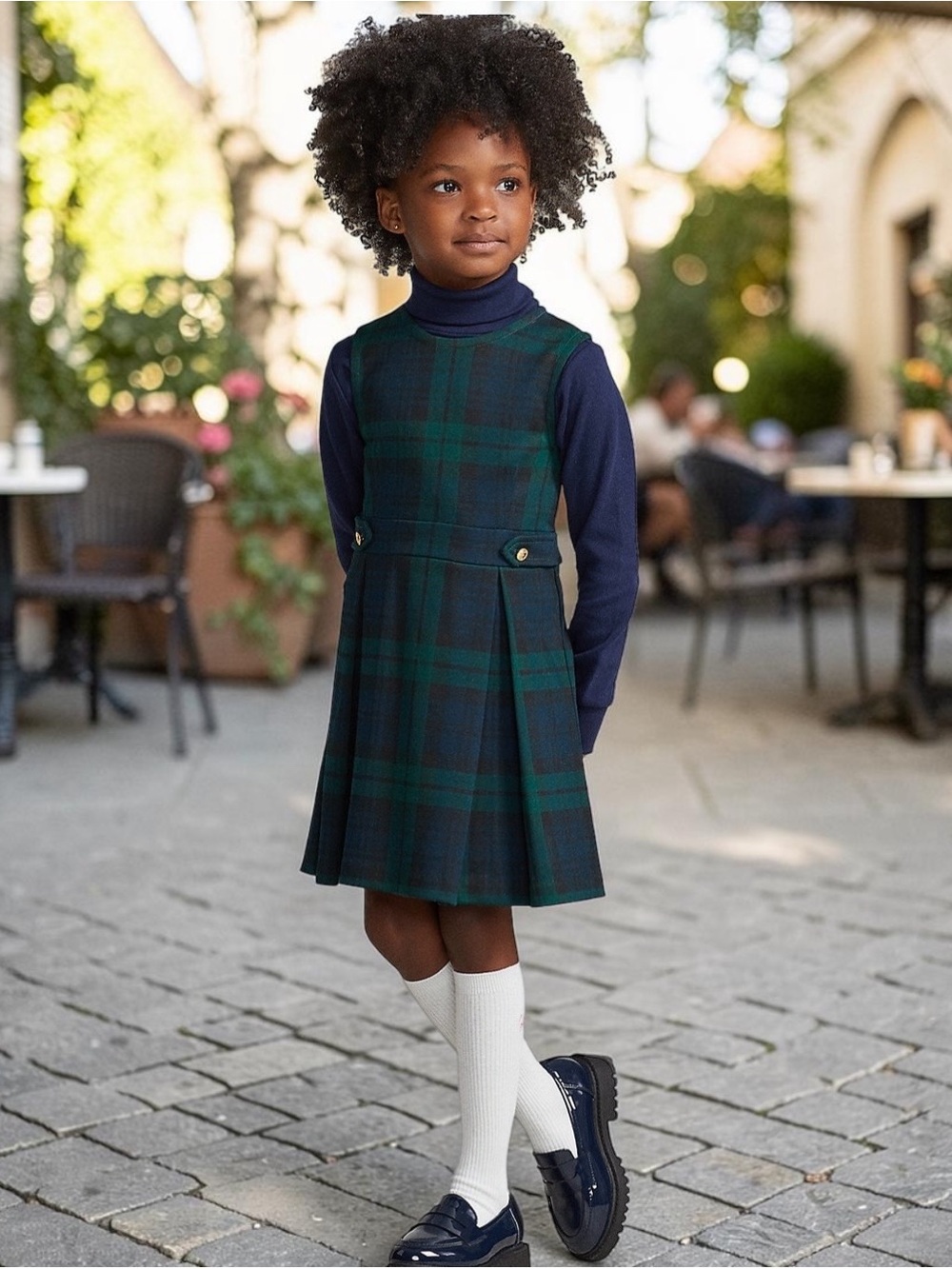 Ralph Lauren Girls Jumper Dress Size 6 Green Blackwatch Plaid Pleated